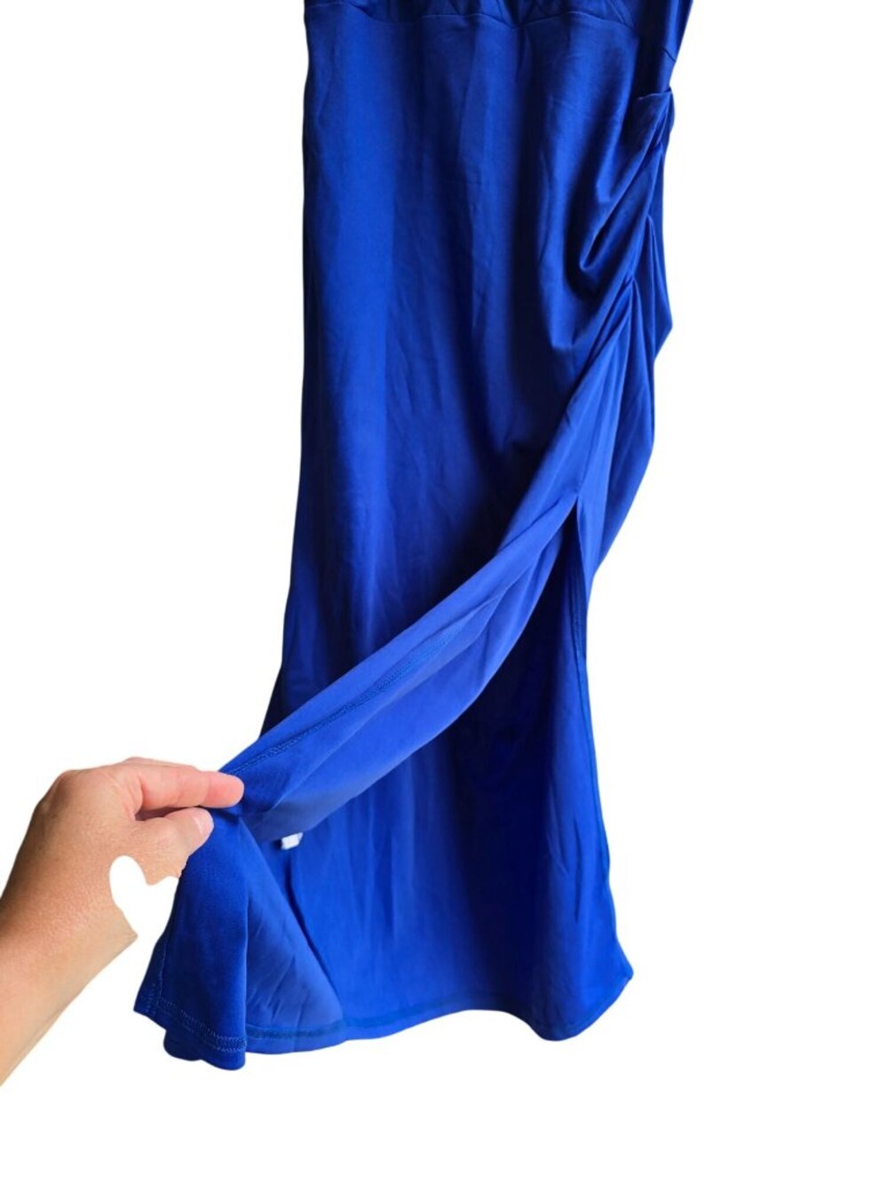 Ekaliy Women Sleeveless Wrap Dress Royal Blue Size L Polyester Blend Stylish Fit - Picture 3 of 11